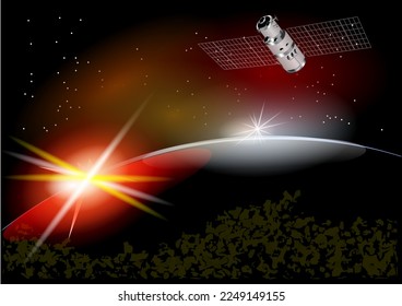 Weltraum-Vektorgrafik mit Planeten und Sternen