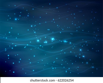 space. Vector illustration for your design. Beautiful, fantastic and magical. Space landscape. Stars and constellations. Space strings. Theory of cosmic strings