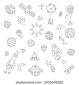 Space.Set of Vector illustrations, isolated.