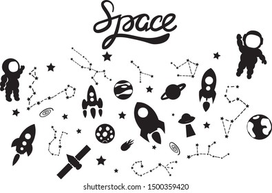 space vector isolated illustration on white background. Concept for print, web design, cards, logo, icon