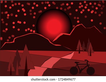 paisaje vectorial espacial. ilustración abstracta de carretera nocturna