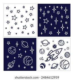 Motivos de Vector espacial con planetas y estrellas