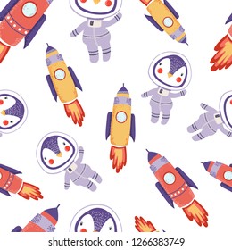 space vector pattern with stars and astronauts rockets