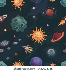 Space vector pattern with stars and planets