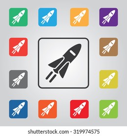 Space vector rocket icon for web and mobile