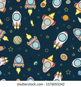 Space - vector seamless background, in a childish style flat