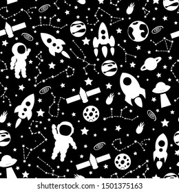 space vector seamless pattern . Concept  for print, web design, cards, wallpapers, textile