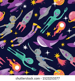 Space vector seamless pattern. Space Galaxy  print 