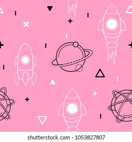 Space vector seamless pattern. Multicolored background