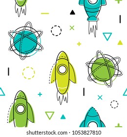 Space vector seamless pattern. Multicolored background