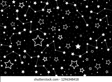 Space vector seamless pattern with stars on the night sky