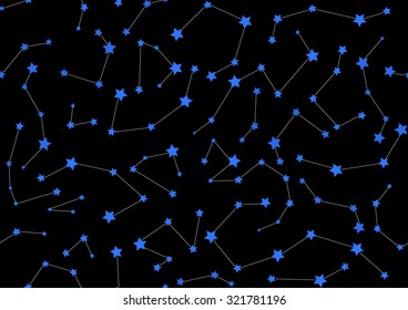 Space vector seamless pattern with stars and constellations on night starry sky. You can use any color of background