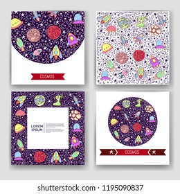 Space vector set. Circle vector flat design composition of space icons and infographics elements. Vector illustration for banner, for newspaper, for web page.