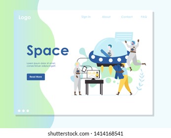 Space vector website landing page design template
