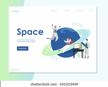 Space vector website landing page design template