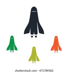 Space vehicle icon on the background