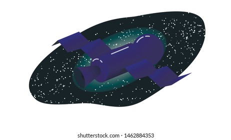 Space vehicle rocket ship, sticker flat design