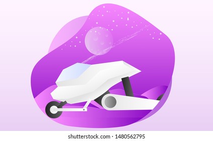 Space vehicle vector illustration with fluid shapes. Spaceship vector