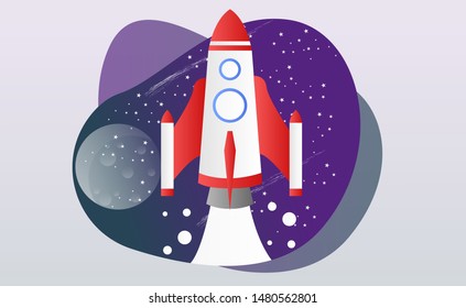 Space vehicle vector illustration with fluid shapes. Spaceship vector