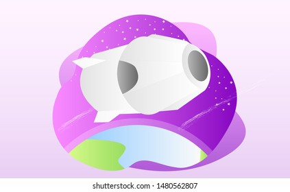 Space vehicle vector illustration with fluid shapes. Spaceship vector