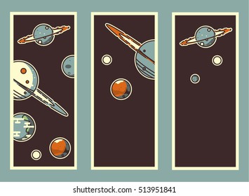 Space vertical banner. Rounded lineart