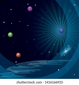 space view scene icon vector ilustration