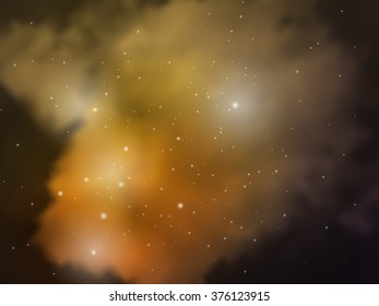 Space view with stars and colored clouds of gases and dust
