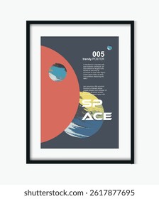 space vintage minimalist poster , universe, moon, red planet, 