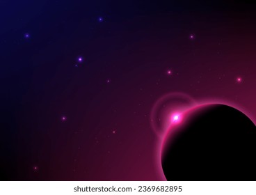 Space vision deep blue. Sun and planet Earth. Galaxy concept.