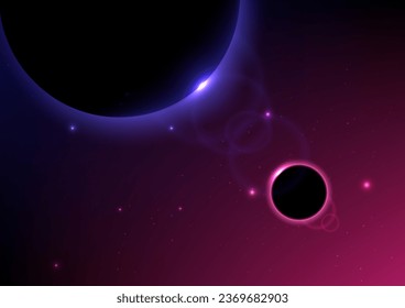 Space vision deep blue. Sun and planet Earth. Galaxy concept.