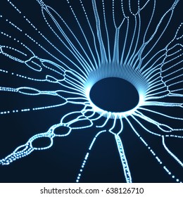 Space vortex. Black hole made from Flying Particles. Abstract Background. 3D Vector Illustration.