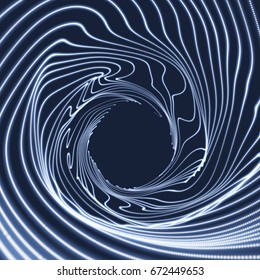 Space vortex. Black hole made from Flying Particles. Abstract Background. 3D Vector Illustration.