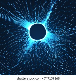 Space vortex. Black hole made from Flying Particles. Abstract Background. 3D Vector Illustration.