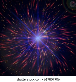 Space vortex curls shine light with red, blue color and yellow spiral shape Background Business Presentation 