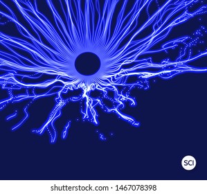 Space vortex. Hole made from flying particles. Abstract background. 3d vector illustration.