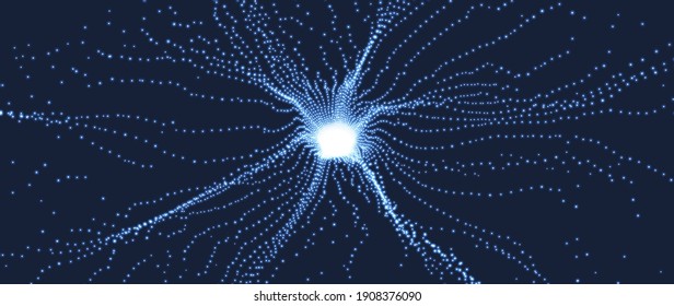 Space vortex. Hole made from flying particles. Abstract background. 3d vector illustration.