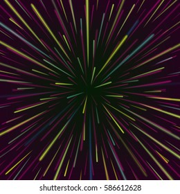 Space Vortex Vector. Abstract Background With Star Warp Or Hyperspace.