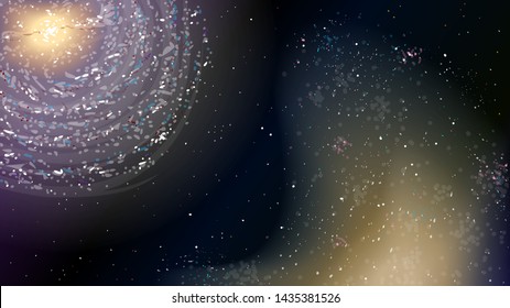 Space wallpaper with galaxies, vector illustration