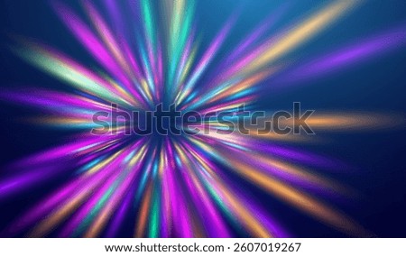 Space warp speed line abstract background. Light blue neon radial burst comic effect. Ai streak ray hyperspace data tunnel, action 3d vector bg, anime flash zoom effect.