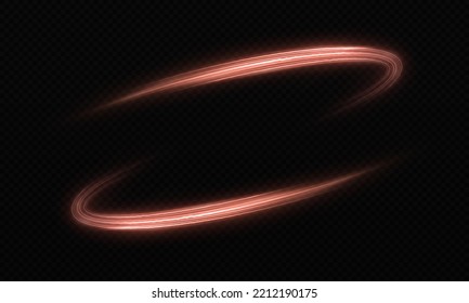 Space wavy lines twinkle on transparent background. Magic light trail of glittering comet tail.