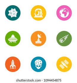 Space way icons set. Flat set of 9 space way vector icons for web isolated on white background