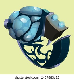 arma espacial con ácido en el interior, con bombillas de luz azul, sin fondo, ilustraciones de Vector, eps10