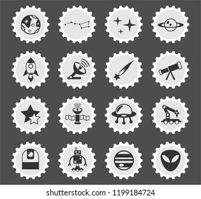 space web icons stylized postage stamp for user interface design