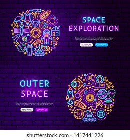 Space Website Banners. Vector Illustration of Cosmic Promotion.