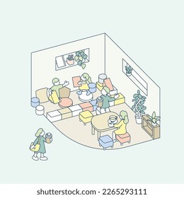A café space where you can relax with children.
Fun time is flowing.