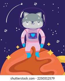 space wolf astronaut on planet