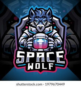Space wolf esport mascot logo design