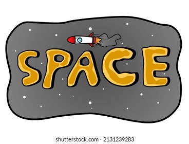 Space Word with A Rocket. A rocketship is a rocket-powered vehicle used to transport robotic spacecraft or humans between the Earth's surface and outer space.