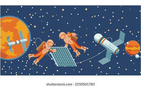 space work vector illustration with a flat and elegant design concept