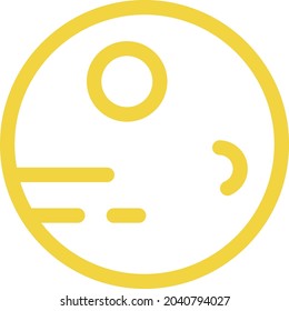 Planeta amarillo espacial, ilustración, vector, sobre un fondo blanco.